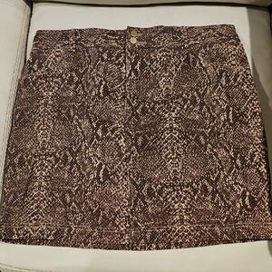 Chaps Tan Snake Print Mini Skirt